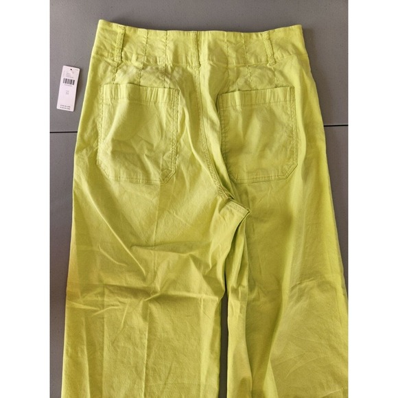 NWD Anthropologie Maeve The Colette Wide Leg Crop Pants Size 31 CHARTREUSE - Picture 10 of 13